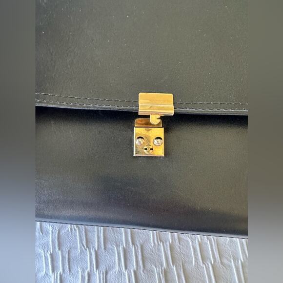 Vintage Cuero Vaca Art Piece BUSINESS BAG LEATHER BLACK UNISEX Argentina Purse - Picture 4 of 10